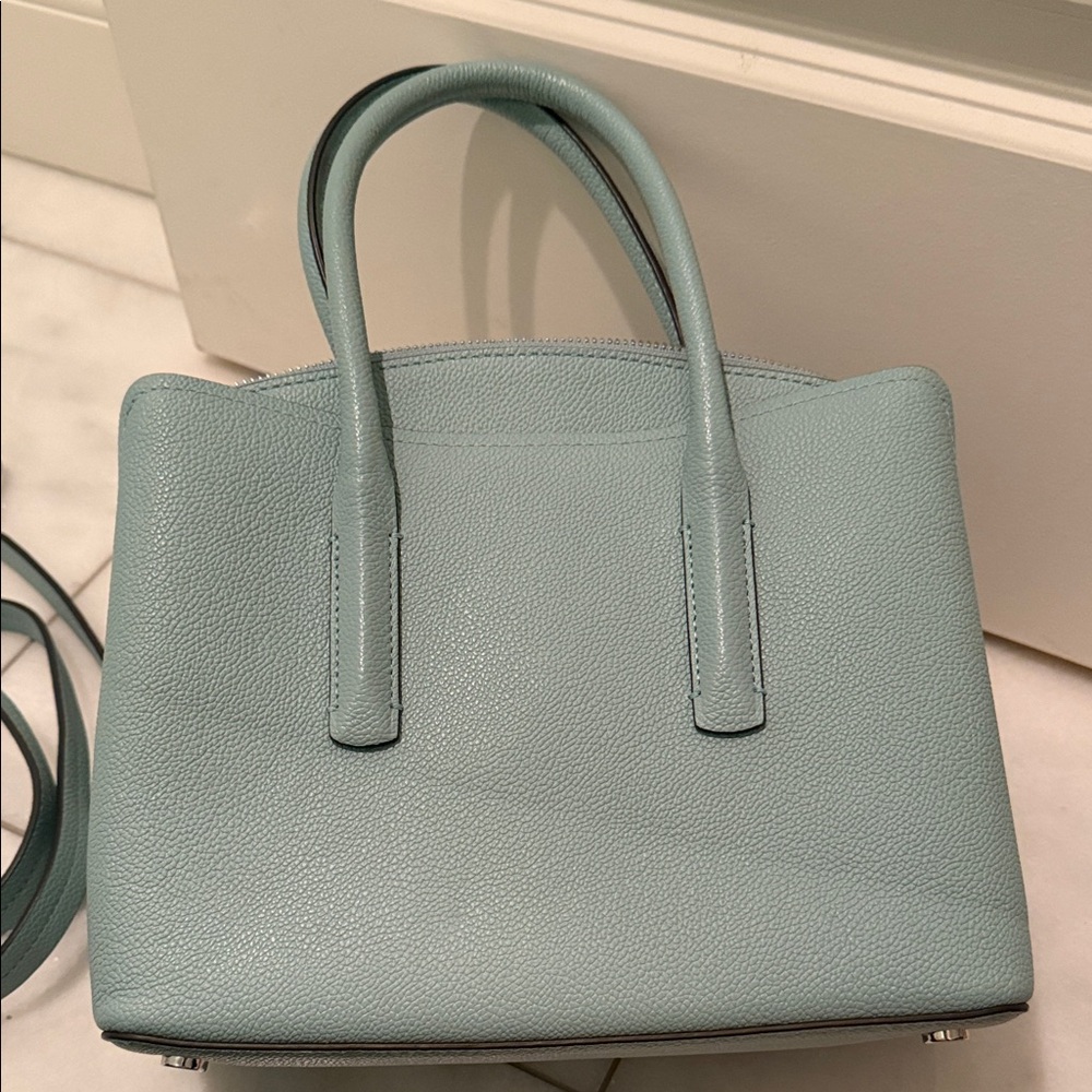 NWOT kate spade pebble leather Margaux satchel in light teal - Picture 6 of 11